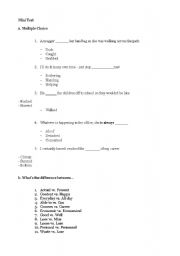 English worksheet: Advanced Mini Test