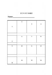 English Worksheet: Bingo Game