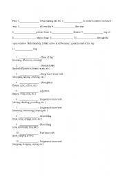 English Worksheet: Madlib - Progressive Tense Verbs-Times of Day