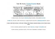 English Worksheet: Take Me Home Country Roads Work Sheet