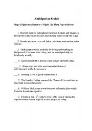 English worksheet: Stage Fright on a Summers Night