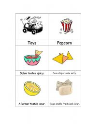 English worksheet: flas cards of things we taste, smell