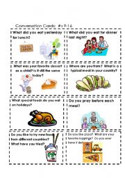 English Worksheet: Conversation Cards  Food  #s 9-16