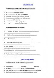 English Worksheet: Present Simple and Present Continuous: exercises