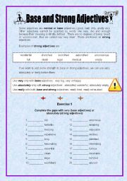 Base and Strong adjectives - 2 pages + key