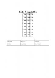 English Worksheet: Fruits and Vegetable puzzle