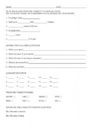 English worksheet: test 1