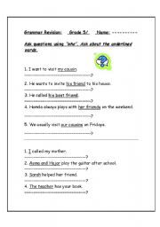 English worksheet: ask with who