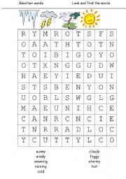 Weather words wordsearch