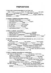 English Worksheet: Prepositions