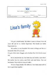 English Worksheet: Lisas family text