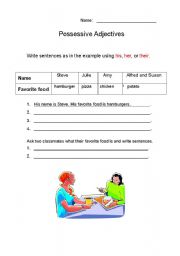 English Worksheet: possesive adjectives