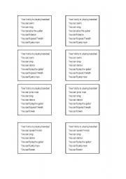 English worksheet: Hobby Card Game