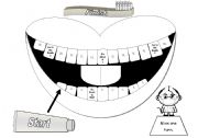 English Worksheet: Mouth Gameboard in Greyscale with Cards and Tokens