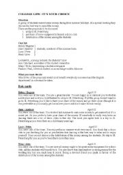 English worksheet: College life  Its your choice