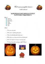 English Worksheet: Halloween Pumpkin Lantern Instructions