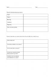 English worksheet: What is in a name?