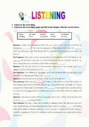 English worksheet: gap filling
