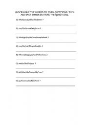 English worksheet: Form Simple Present Questions