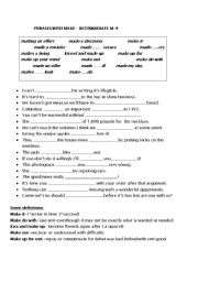 English worksheet: phrases with make