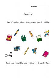 English worksheet: classroom