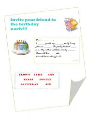 Invitation birthday card - ESL worksheet by solodenka
