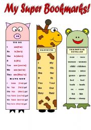 MY SUPER BOOKMARKS PART 2! - FUNNY VOCABULARY AND GRAMMAR BOOKMARKS FOR YOUNG LEARNERS ( to be, to have; months of the year, irregular plurals,personal  and possessive pronouns, farm animals) EDITABLE WITH B&W VIRSION!!!