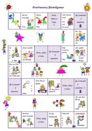 English Worksheet: Continuous Boardgame