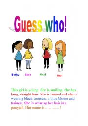 English Worksheet: Guess who!