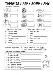 There is, There are + some, any - Exercise 1 - Worksheet