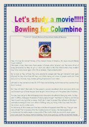 Video time: extract from BOWLING FOR COLUMBINE (hIstory of the USA CARTOON): COMPREHENSIVE lesson plan & worksheet (Printer-friendly: 4 PAGES) 