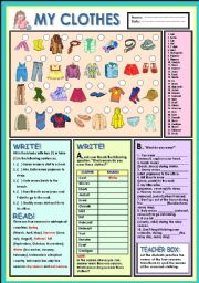 My clothes - ESL worksheet by Ayrin
