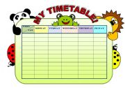 MY TIMETABLE! - EDITABLE TIMETABLE WITH B&W VERSION  (NOW INCLUDES SOME EXERCISES)
