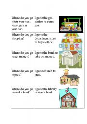 English Worksheet: Places and Neighborhood Flashcards