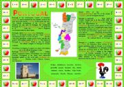 Portugal  um pas muito bonito (Portugal is a very beautiful country): Encrypted & Complete-the-gaps activities + Comprehension questions (2 pages)