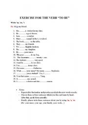 English worksheet: exercise for tobe