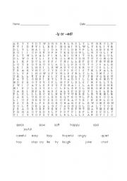 English worksheet: wordsearch -ly or -ed?