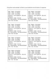 English worksheet: Comparision cards