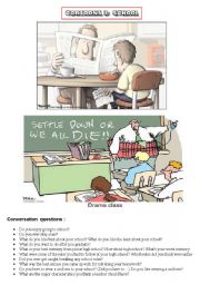 HANDY THEMATIC COLLECTION of cartoons, vocabulary, conversation questions and essay topics Part 3 - SCHOOL