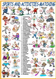 Sports And Activities Matching Exercise B W Version Included Esl Worksheet By Katiana