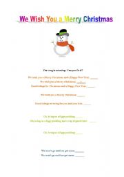 English Worksheet: We Wish You a Merry Christmas 