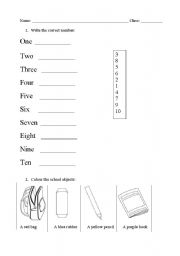 English worksheet: English Test First Term (easy)