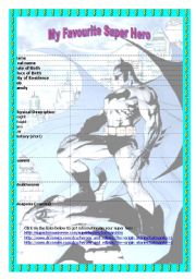 English Worksheet: my favourite super hero:batman