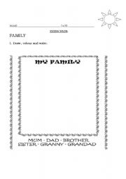 English Worksheet: family numbers activity