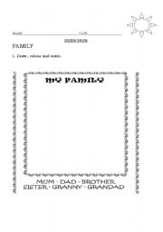 English worksheet: family numbers activity