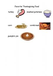 English Worksheet: Favorite Thanksgiving food 