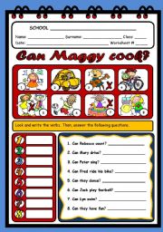 English Worksheet: CAN MAGGY COOK?