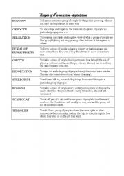 English Worksheet: Stages of Persecution - Terms and definitions