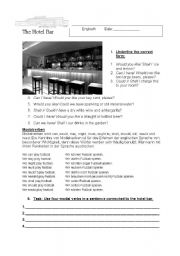 English worksheet: The hotel Bar