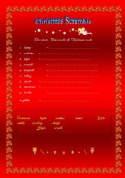 English worksheet: Christmas Scramble 